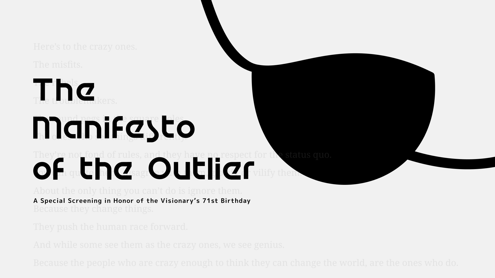 Poster for The Manifesto of the Outlier